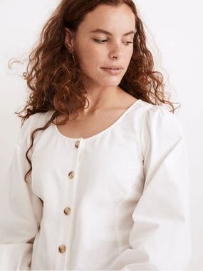Madewell Corduroy Shirred Puff Sleeve Button
Front Top Cream XXS